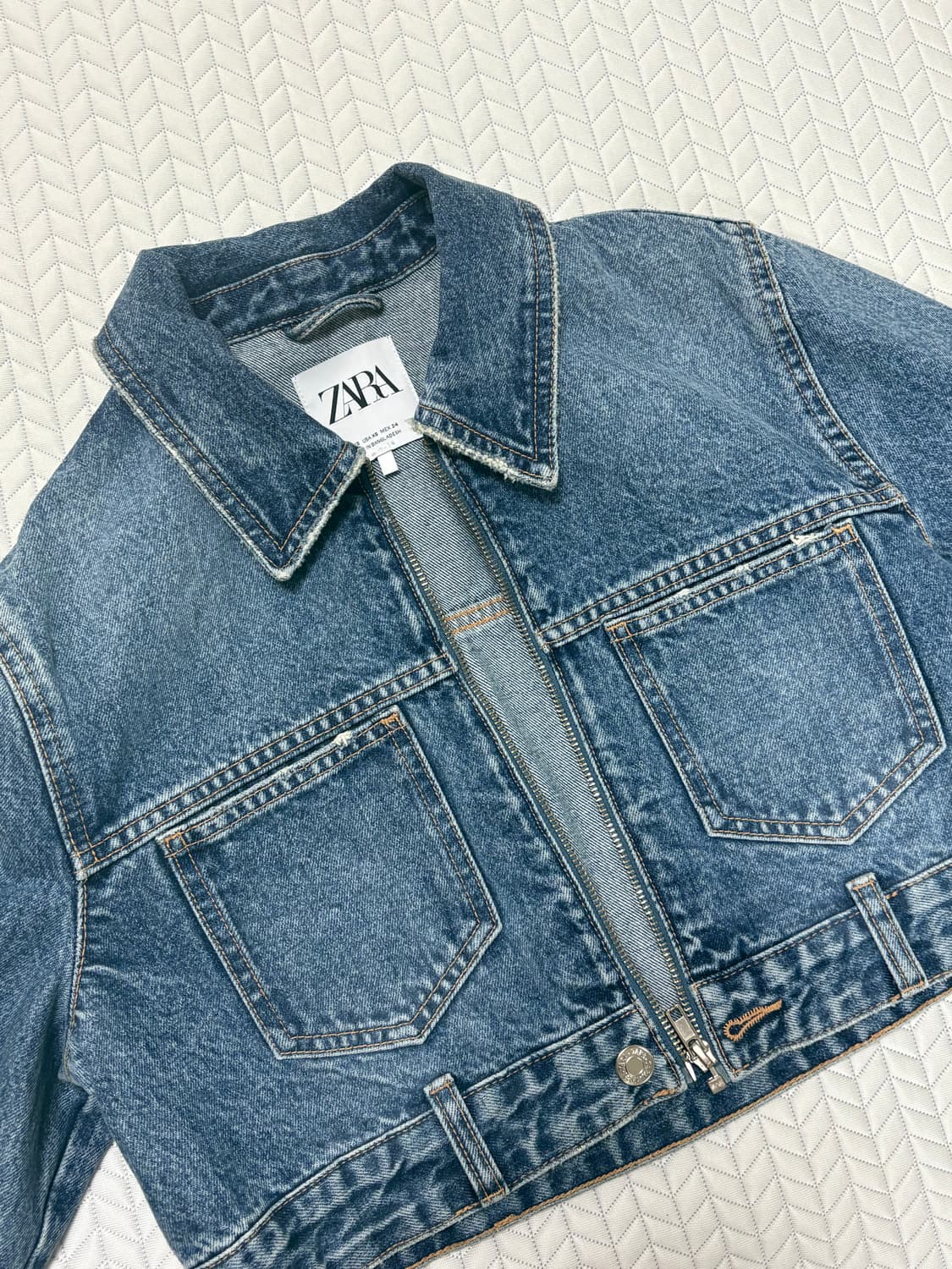 자라 크롭 청자켓 xs 상품이미지3