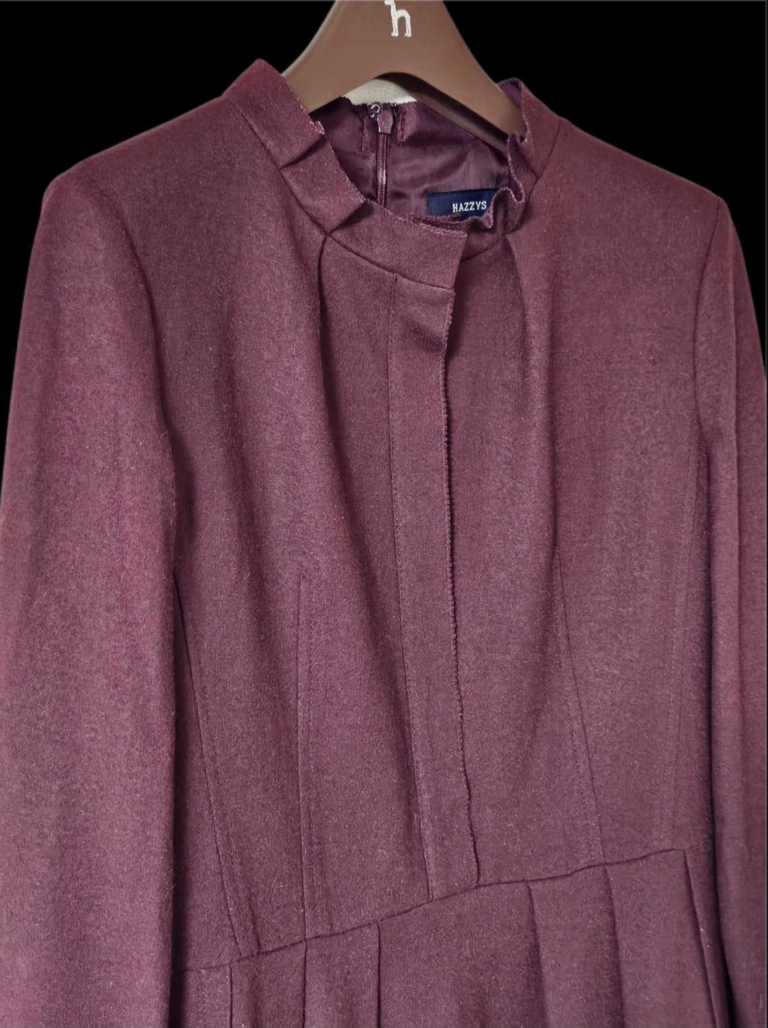 헤지스레이디스 버건디 하이넥 벨티드 울 미디 원피스 55 55(1/2) 상품이미지6