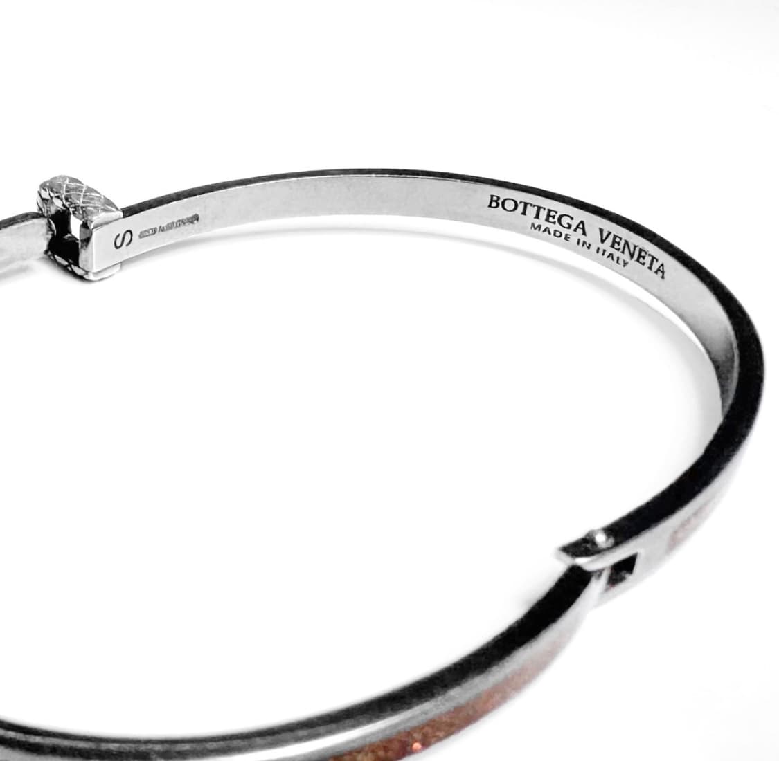 [S] 보테가베네타 에나멜 커프스 실버 브레이슬릿 팔찌 스몰 브라운 상품이미지4