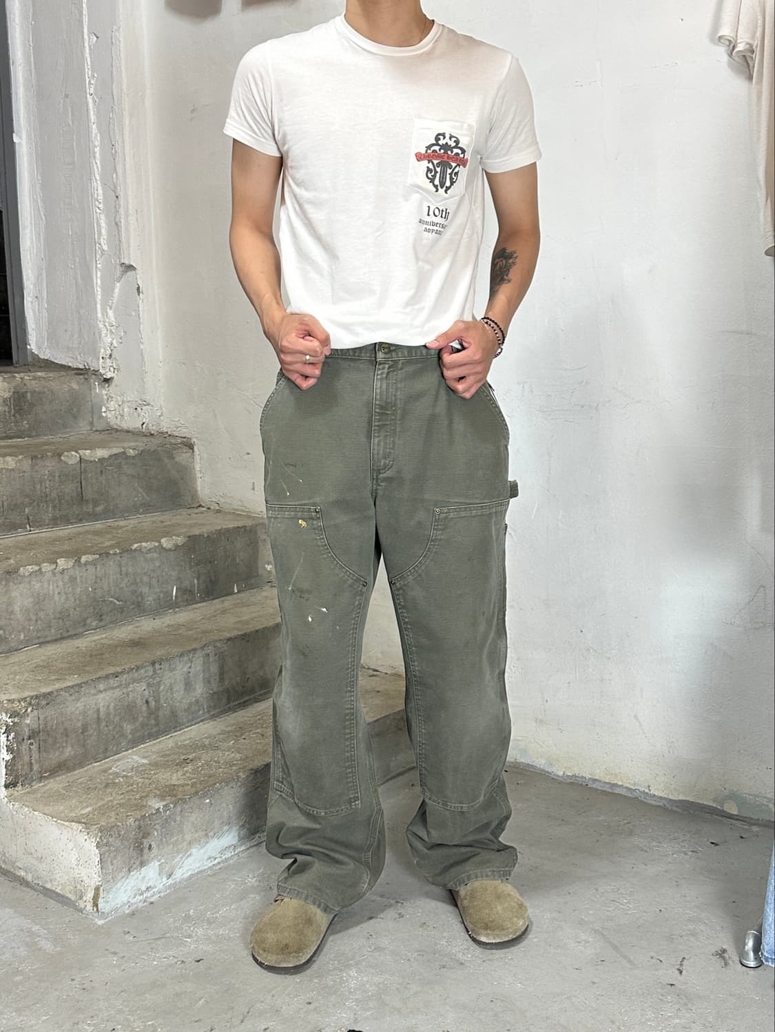 OG 칼하트 B136 더블니 팬츠 칼하트 MOS 모스그린 상품이미지2