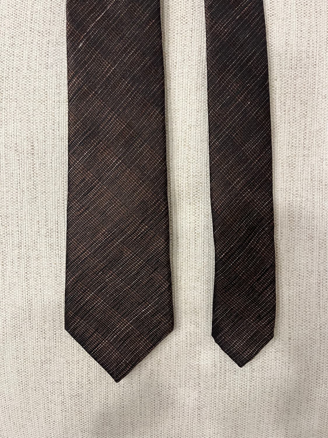 파렌하이트 린넨 텍스쳐 브라운 넥타이 상품이미지1