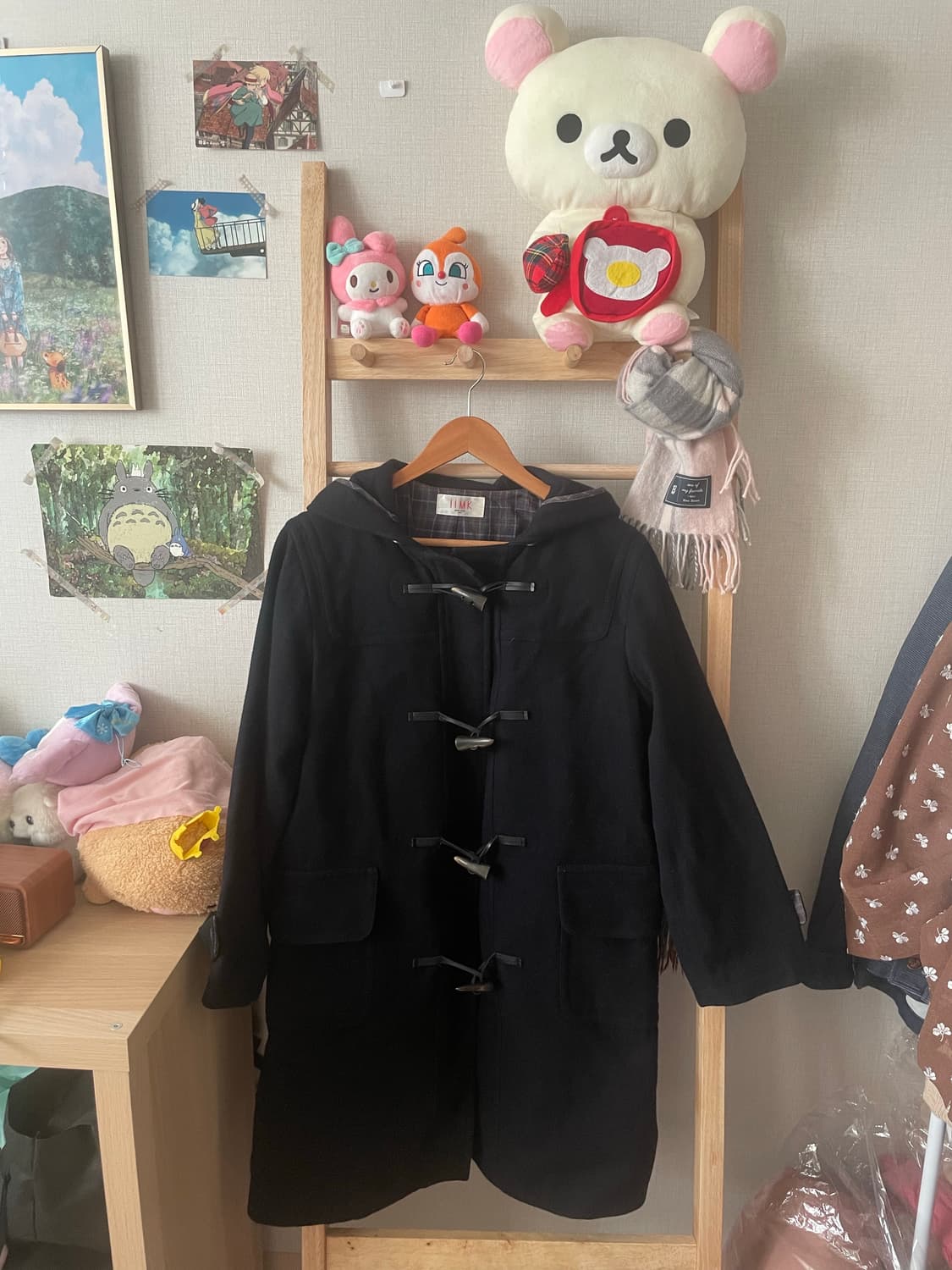 모리걸 빈티지 롱 후드 울 떡코 💙💚 상품이미지1