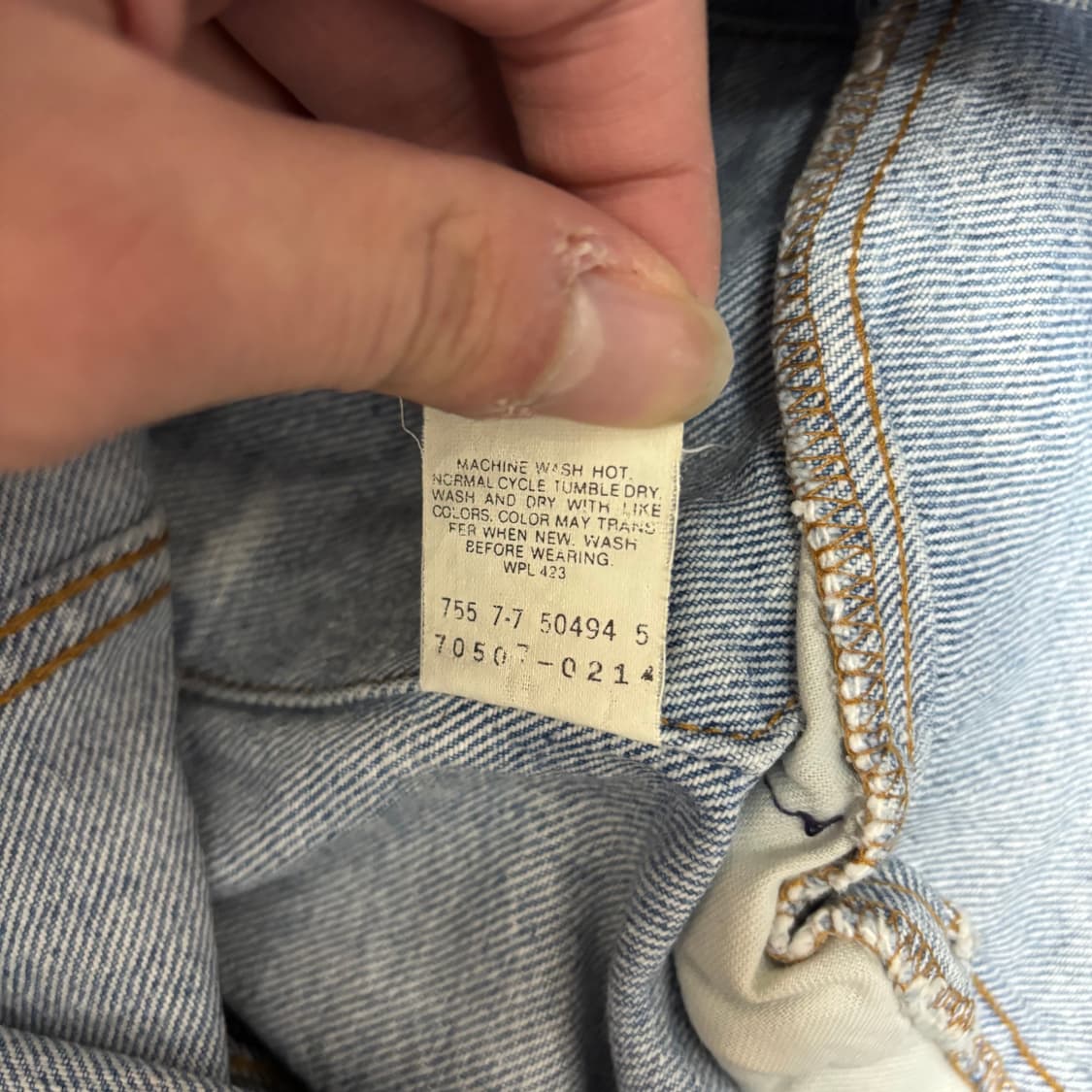 80s USA 빈티지 리바이스 70507 데님 트러커자켓 L 상품이미지4