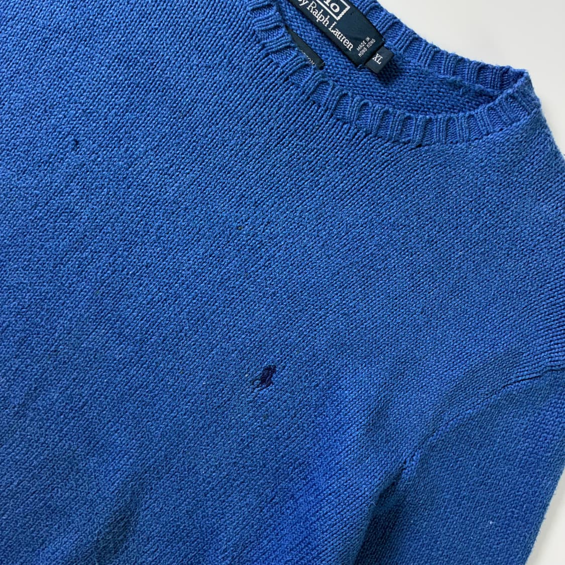 Polo  폴로 랄프로렌 90,s 자수 코튼 블루 라운드 니트  상품이미지3