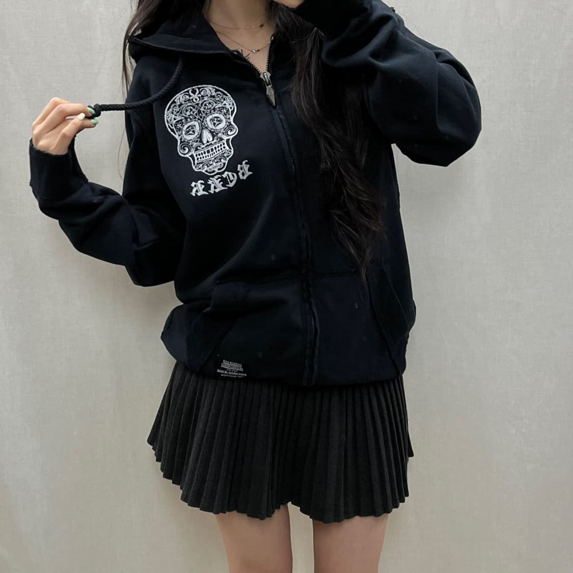 버카루 스컬 프린팅 후드 집업/#3585 상품이미지2