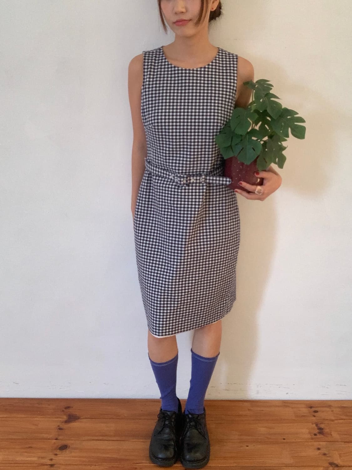 Check Belt Midi Dress 상품이미지1