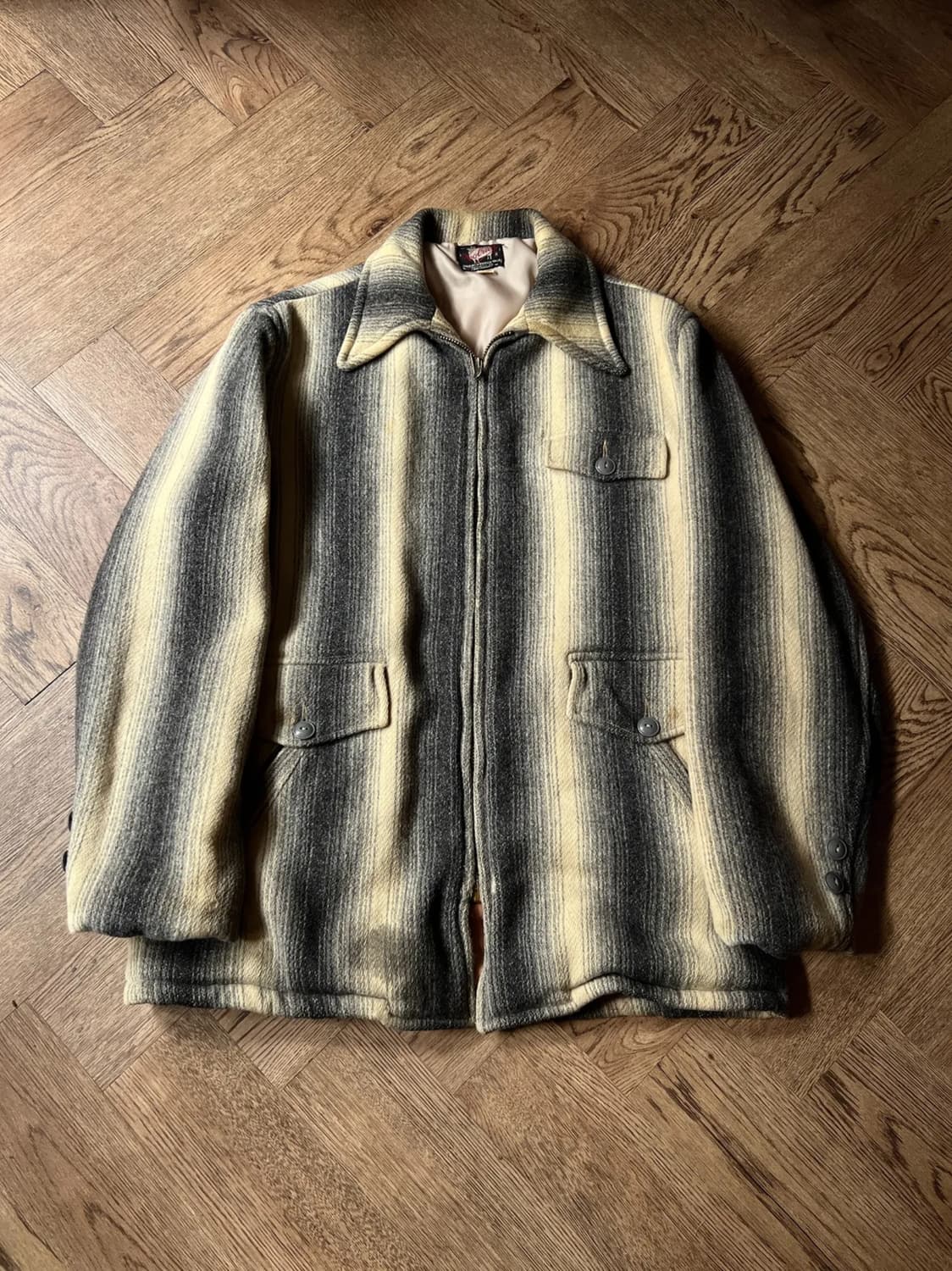 [42]50's 울리치 USA 빈티지 매키노 울 스트라이프 크루저 자켓 상품이미지1