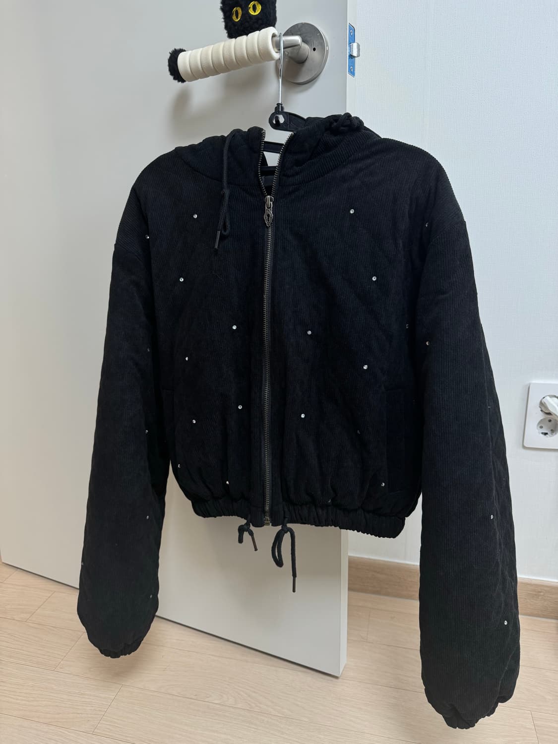 L.E.E.Y 큐빅 퀄팅 스웨이드 숏패딩 OS 상품이미지2