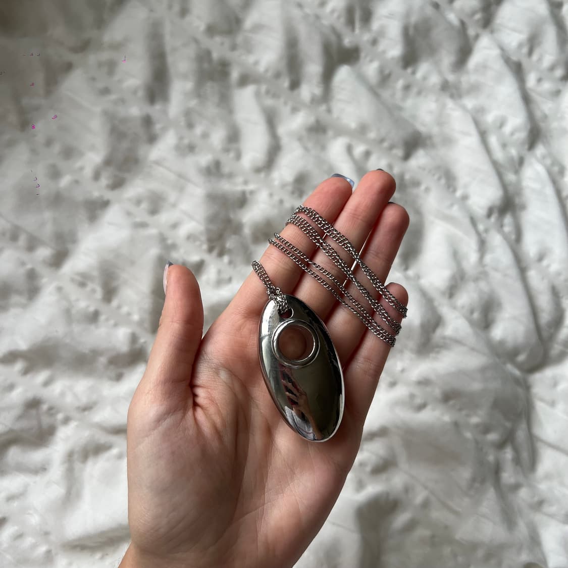 실버 오벌 롱 네크리스 💿 상품이미지5