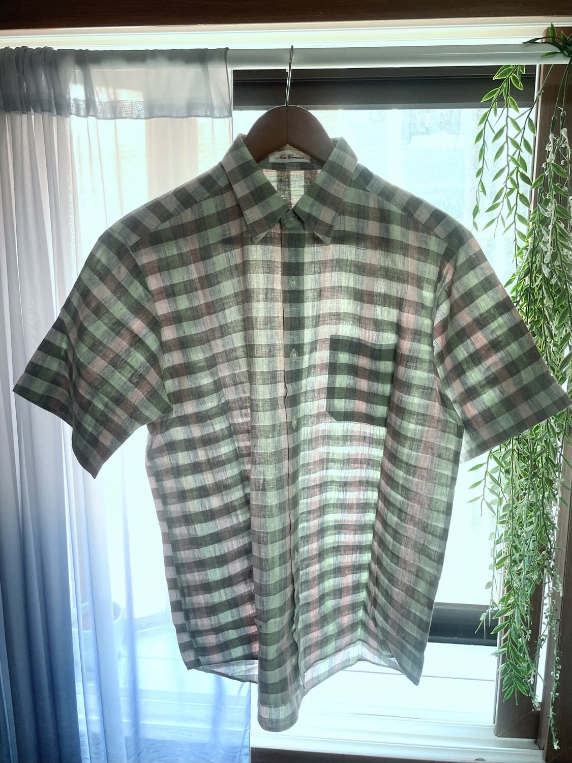 JP vintage linen plaid sh 상품이미지4
