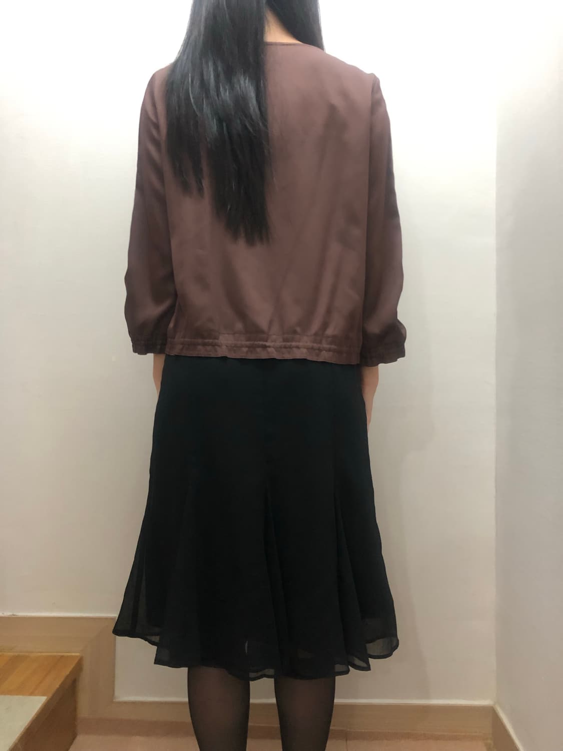 빈티지 브라운 셔링 블라우스 상품이미지5