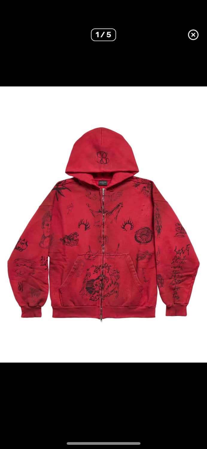 발렌시아가 레드 타투 후드 상품이미지1