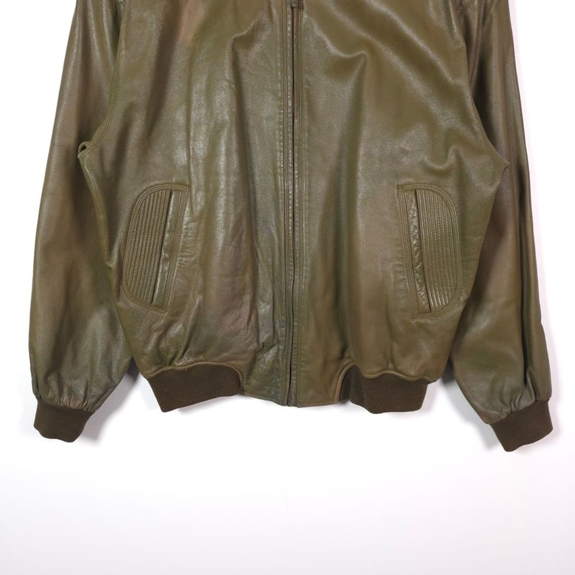 Vintage 올리브 카키 리얼 램스킨 레더 블루종 XL 상품이미지4