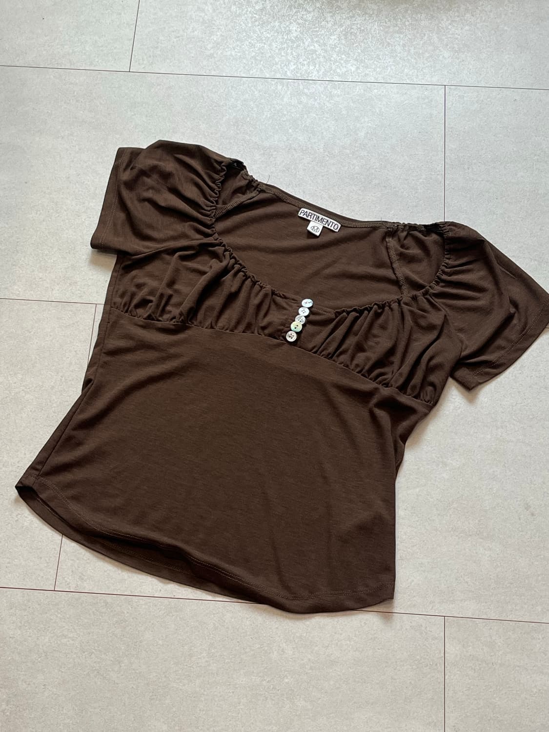 파르티멘토 버튼업 개더링 탑 브라운 M 상품이미지1