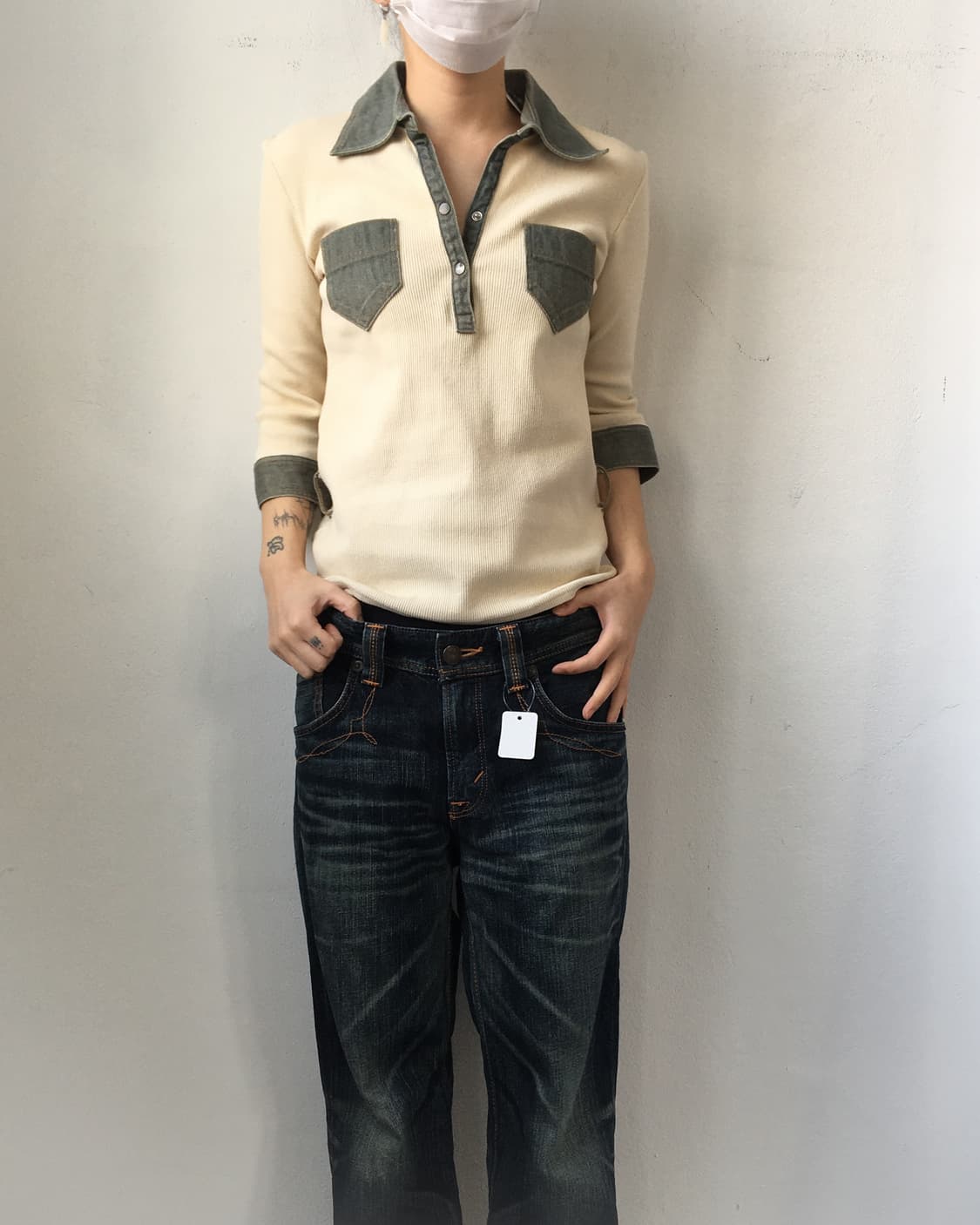 Belted collar point pk t 상품이미지1
