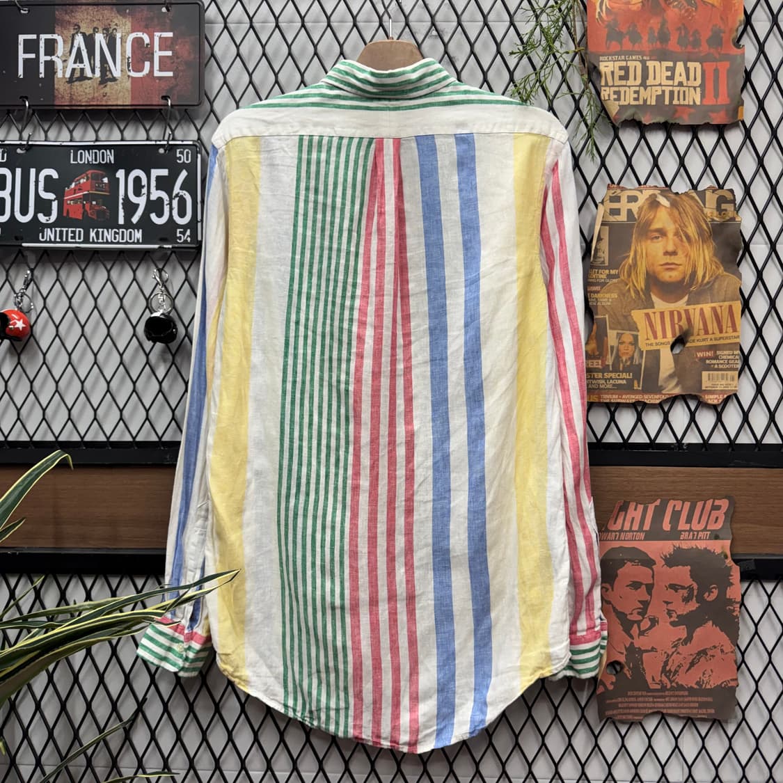 폴로 랄프로렌 멀티컬러 스트라이프 긴팔 셔츠 네이비 포니 로고 포인트 상품이미지2