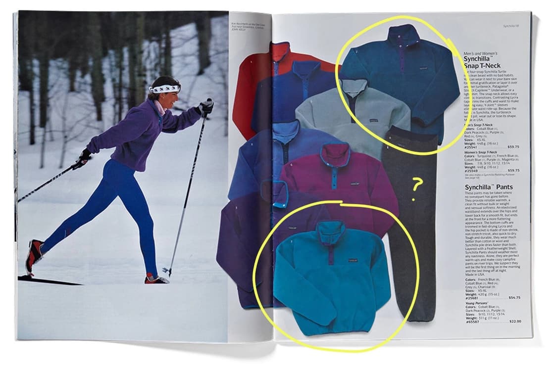 80s 파타고니아 신칠라 스냅-T 블루/퍼플 USA 상품이미지2