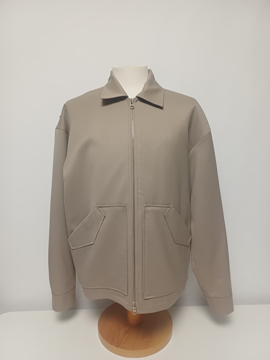 [L] 쿠어(COOR) 울 블렌드 발마칸 집업 블루종 (베이지) 상품이미지1