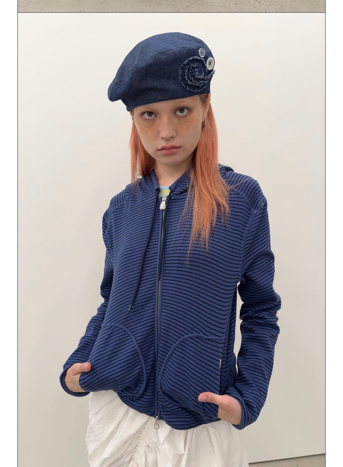 타입서비스 스트라이프 포켓 후드집업 상품이미지3