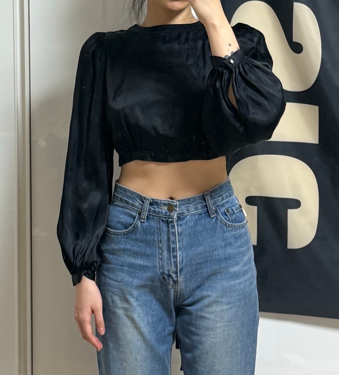 (반택포) 자라 블랙 새틴 블라우스 상품이미지1