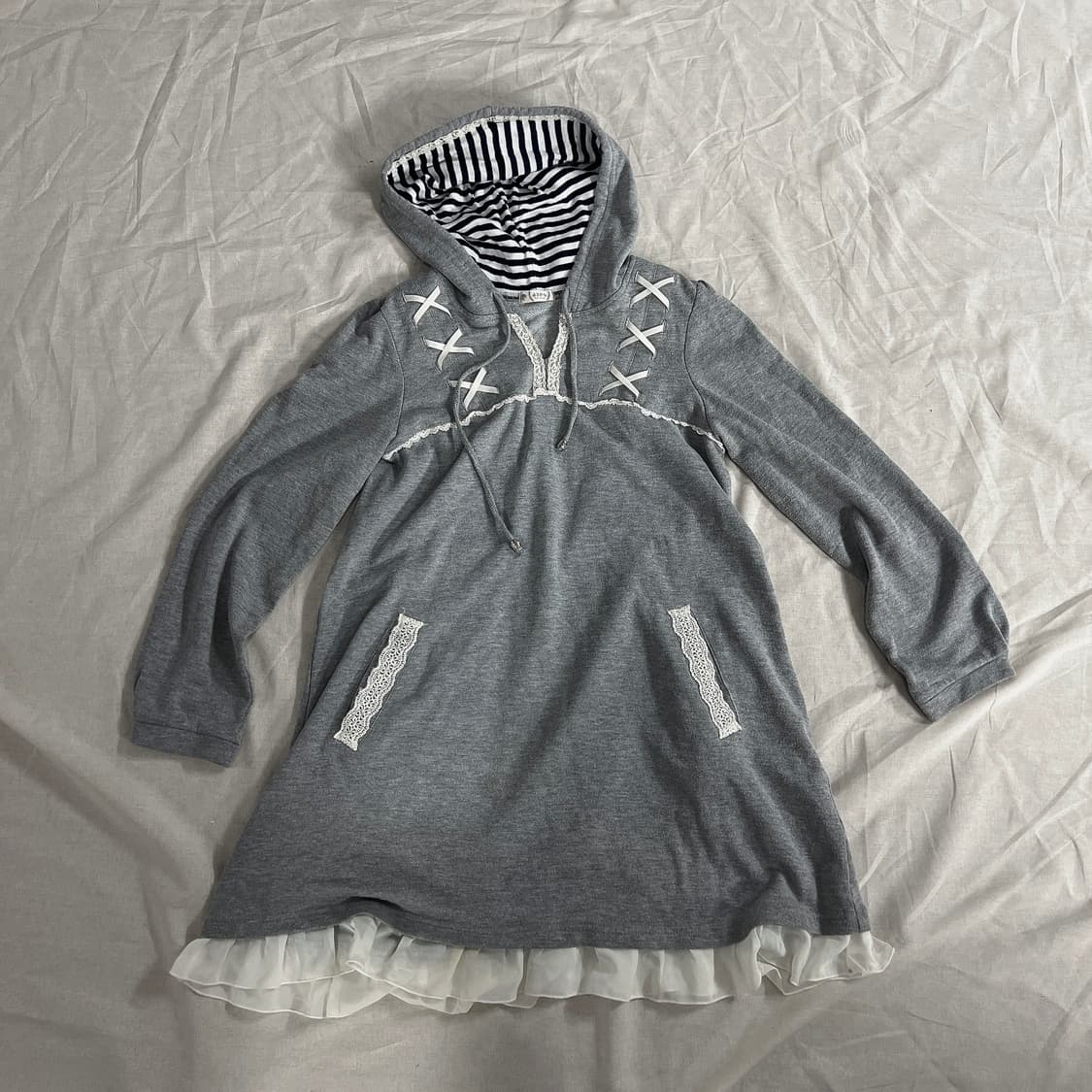 엑시즈팜 토끼 그레이 후드 원피스 상품이미지1