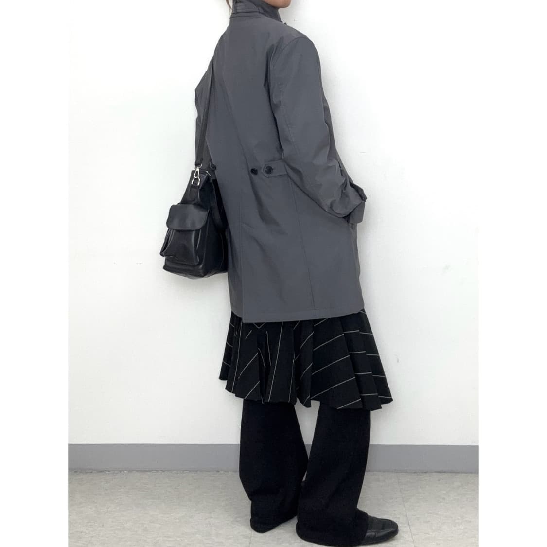 빈티지 그레이 하이넥 코트 점퍼 상품이미지5