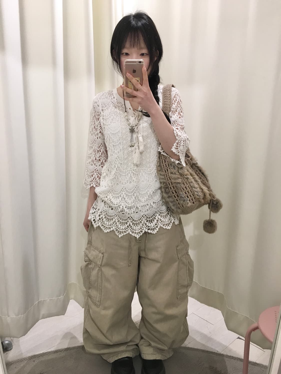 lace sleeveless + crochet top 상품이미지2