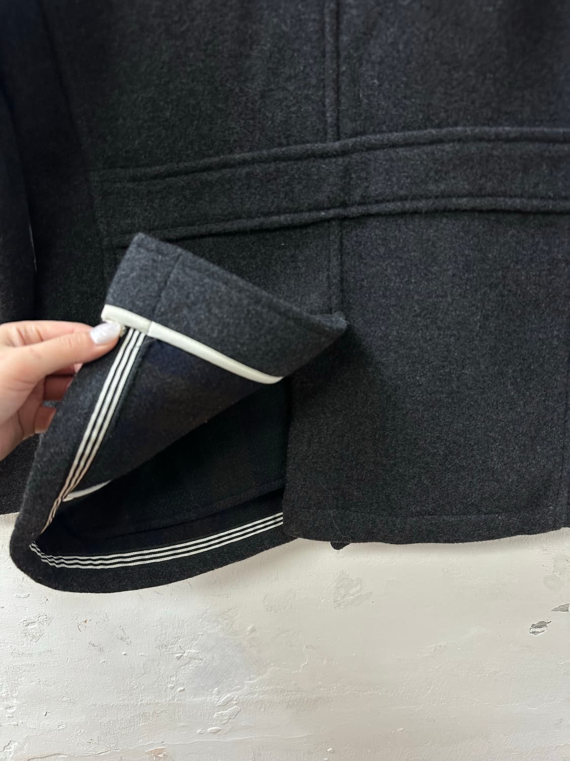 일본빈티지 울 더플 빵 단추 버튼 하프코트 상품이미지5