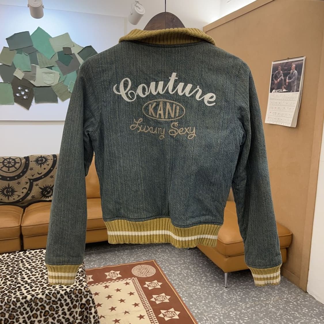 칼 카니 걸 Y2K 레트로 빈티지 데님 워싱 바시티 자켓 M C08803 상품이미지4