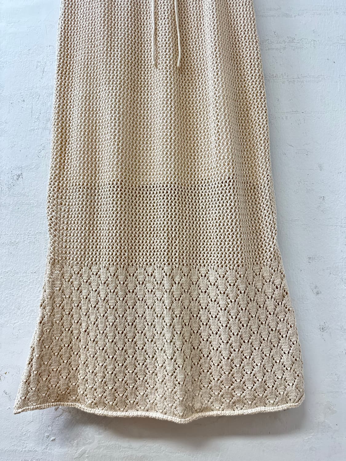 일본빈티지 아이보리 썸머 니트 레이스 짜임 밴딩 롱 스커트  상품이미지3