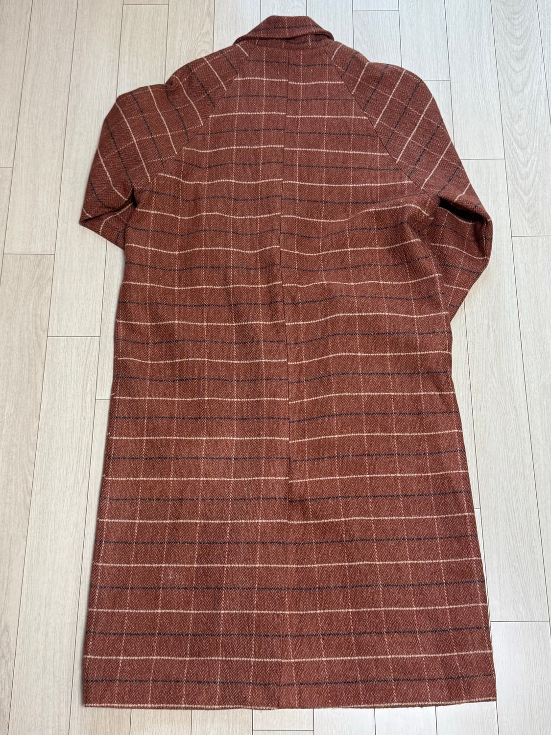 브라운헤링본 체크 롱코트(L) 상품이미지2