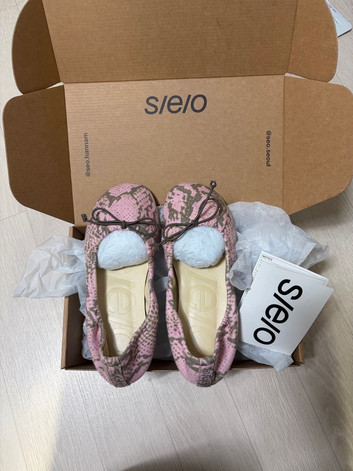 SEO 에스이오 번 발레리나 플랫 핑크 파이톤 240 상품이미지2