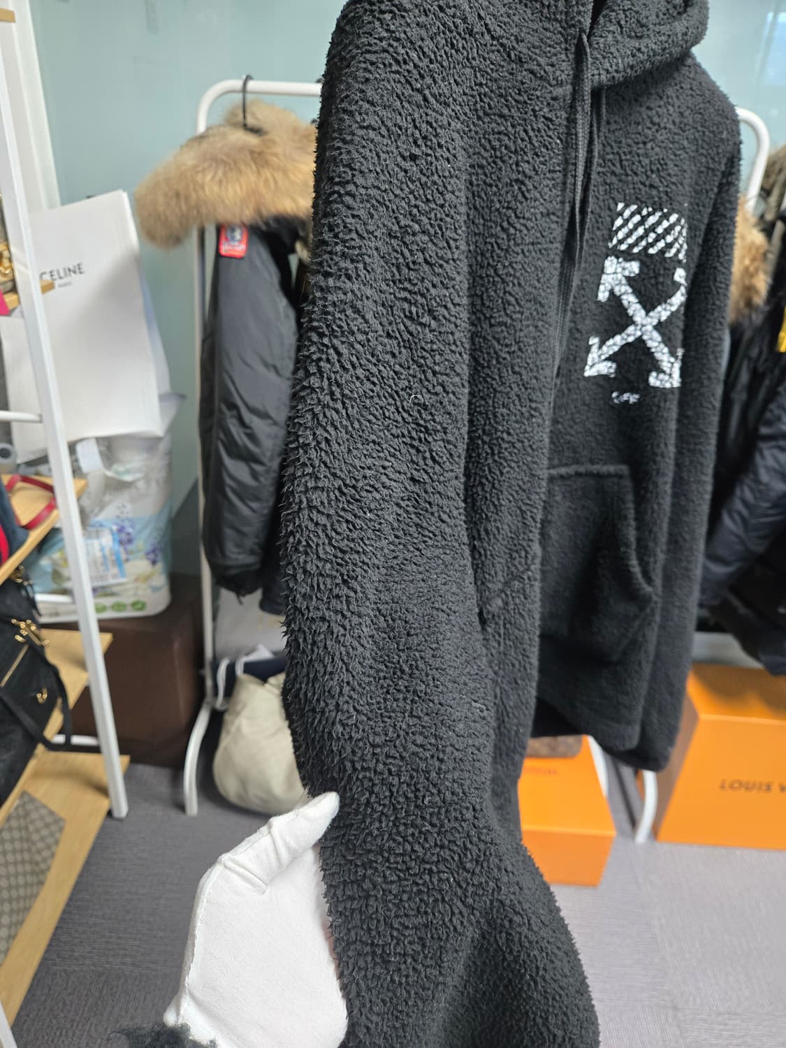 [특가][정품] 오프화이트 뽀글이 후드티 상품이미지5