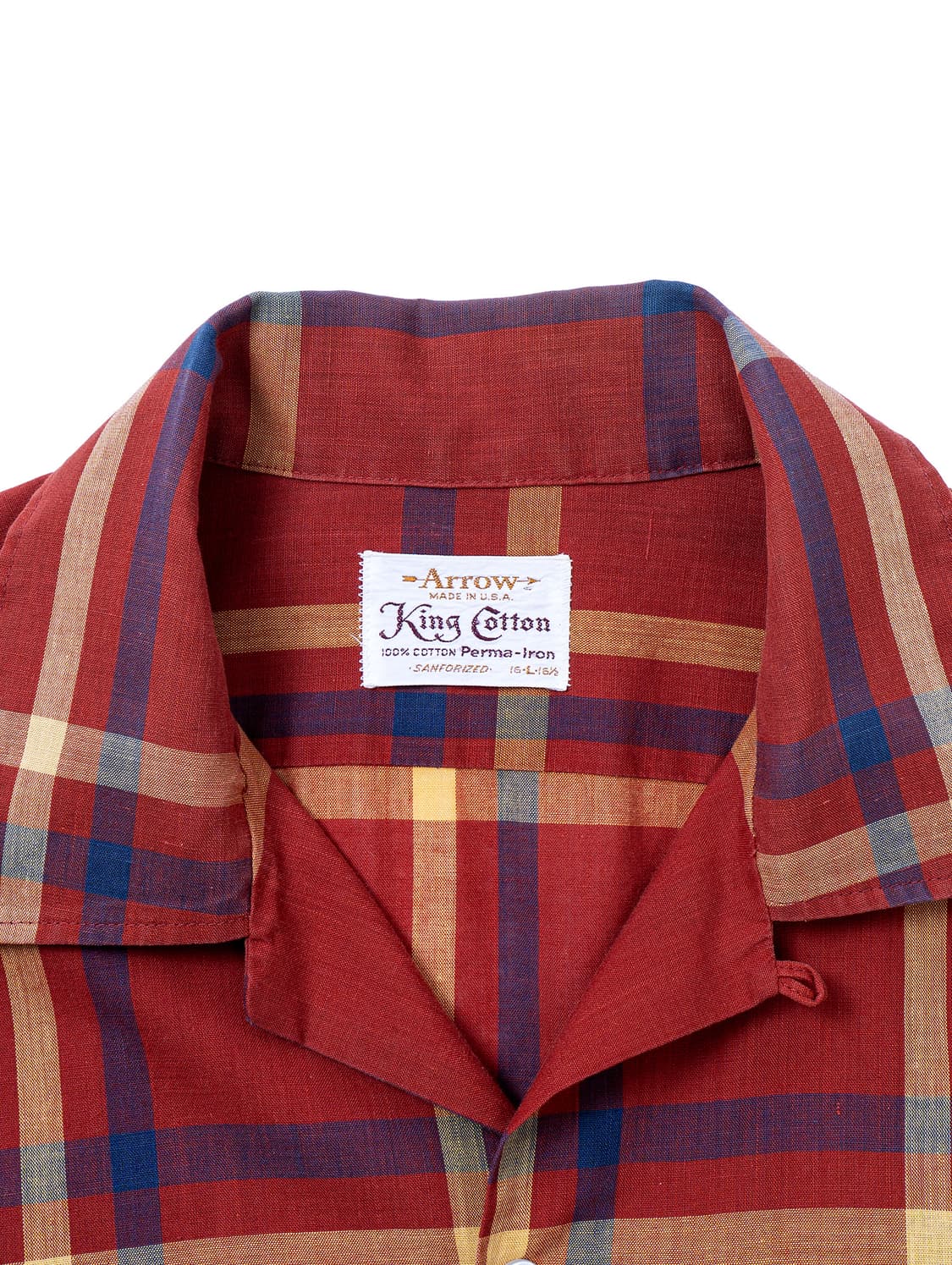 60s Arrow King Loop Collar Check Shirt  상품이미지2