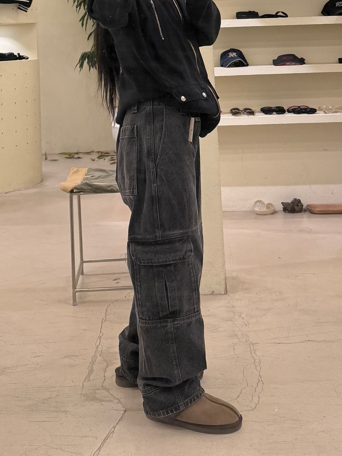 마리떼 프랑소와저버 더블니 카고 블랙 데님 팬츠 U235 상품이미지2