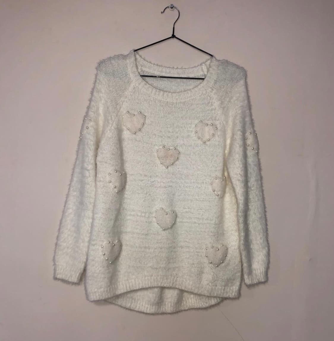 Vintage 💿 white heart knit 상품이미지2
