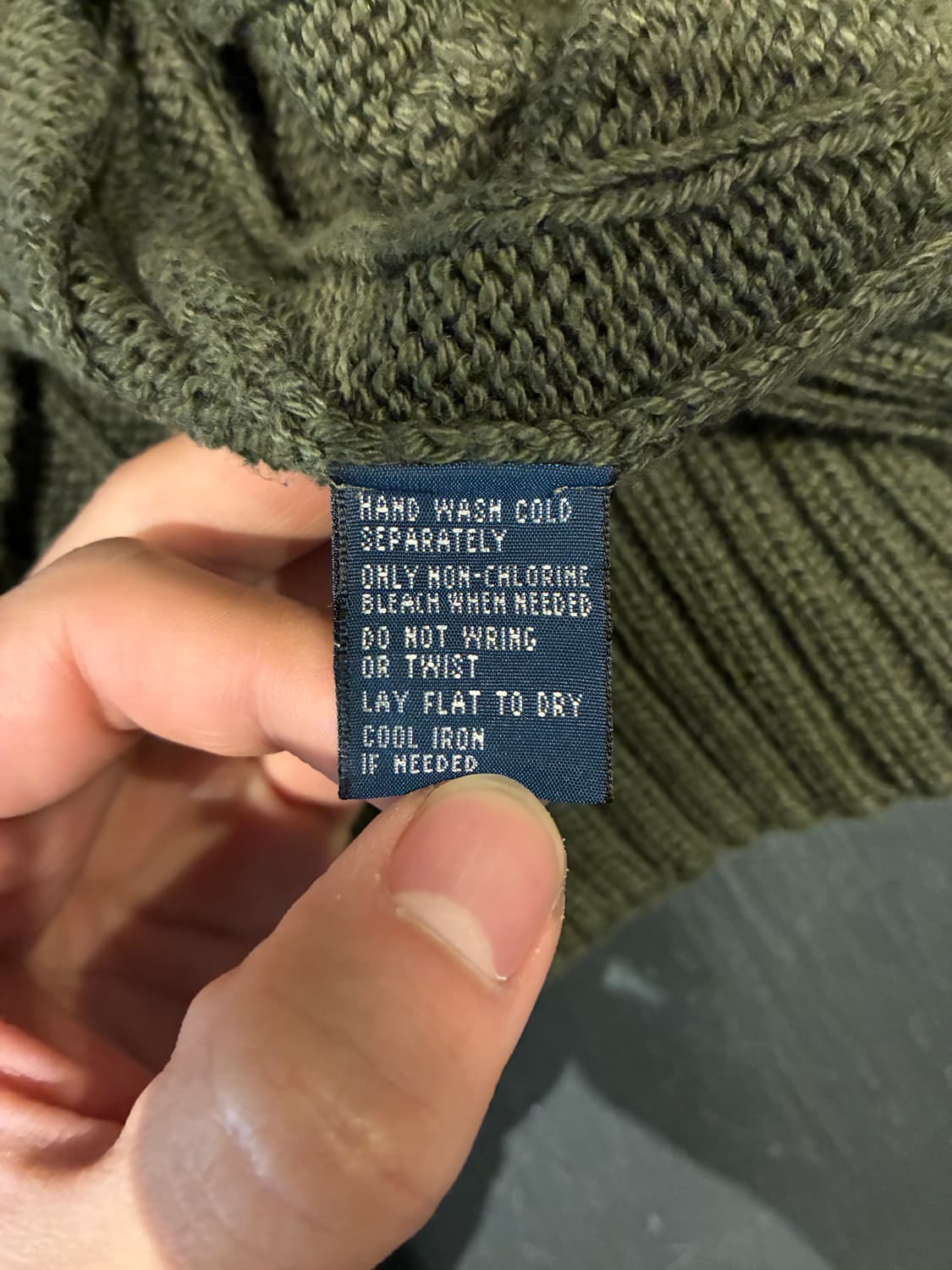 M) 폴로 케이블 꽈배기 니트 코튼 스웨터 올리브 상품이미지4