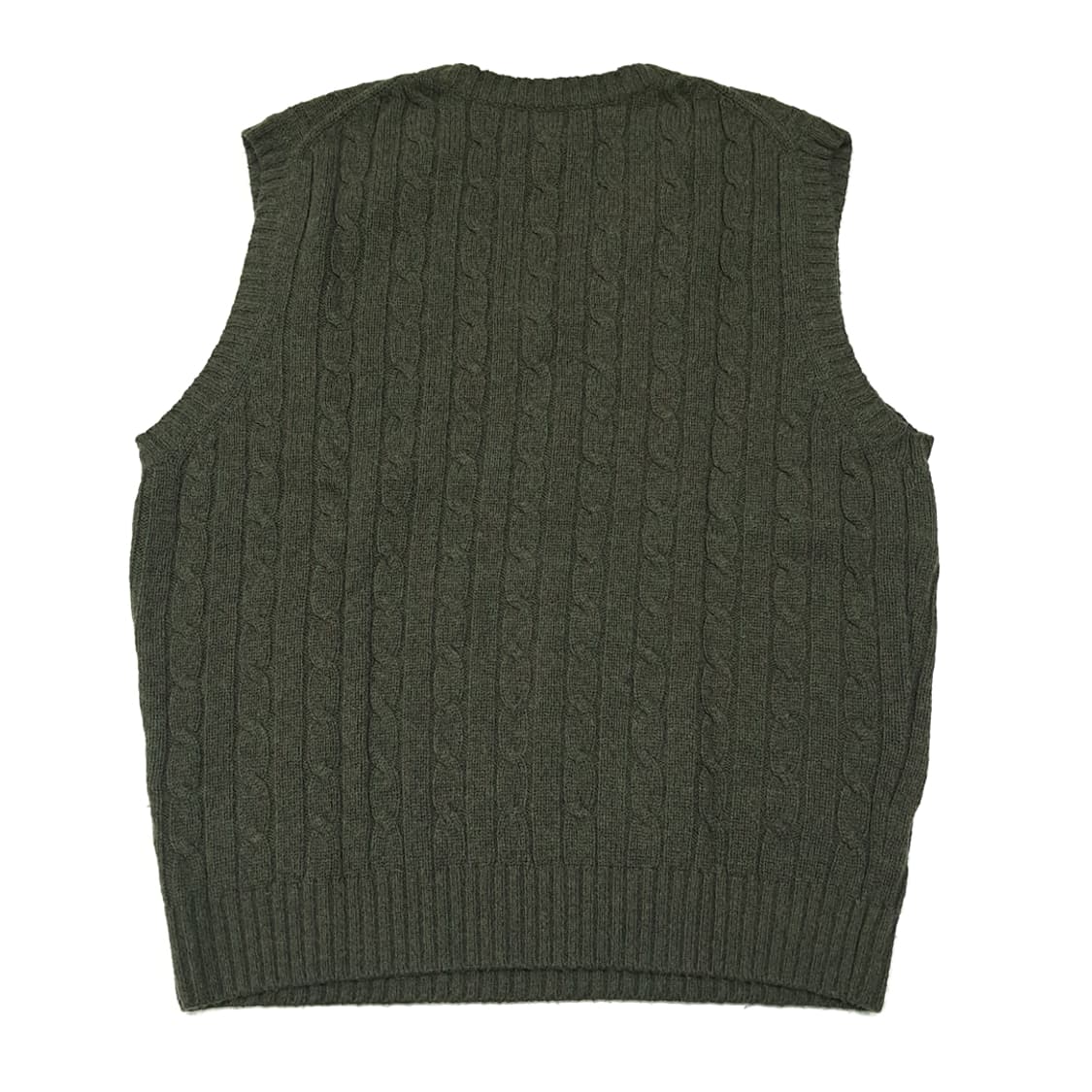 CL077 L 엘엘빈 다크올리브 그린 램스울 블렌드 케이블 니트 베스트 상품이미지4