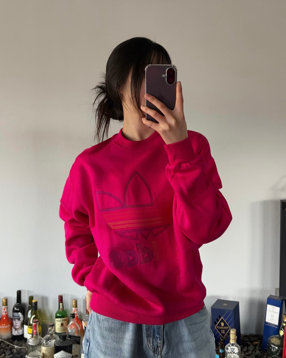 [M-L]아디다스 90s 일본판 빅로고 기모 맨투맨 상품이미지1