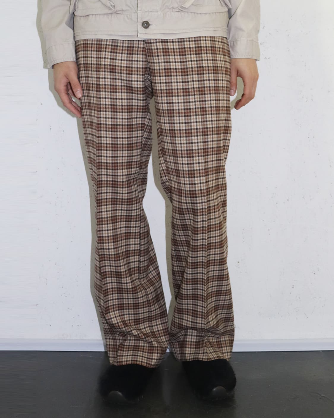 해거 컴포트 플러스 체크 울 슬랙스 상품이미지1