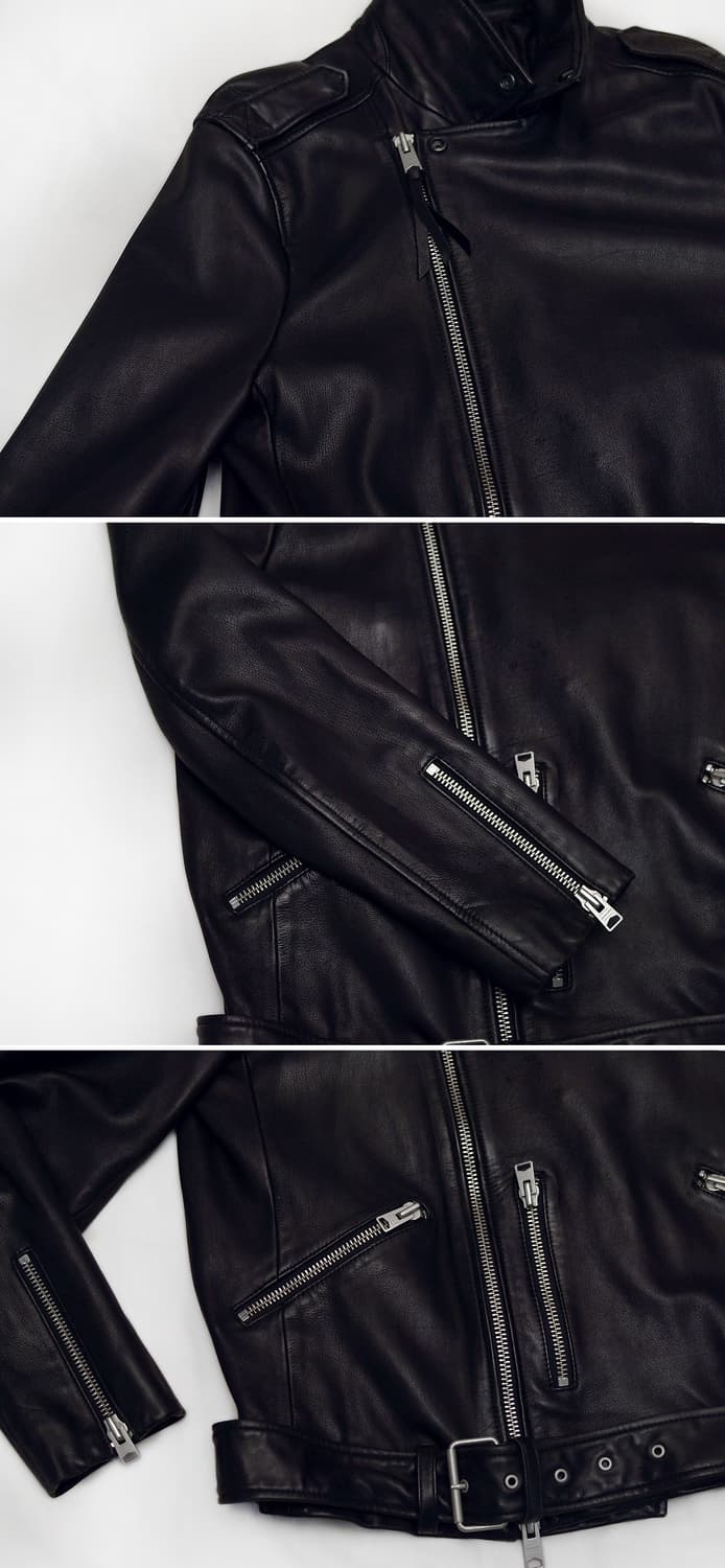 올세인츠 카호 양가죽 벨티드 더블 라이더 자켓 (L / 100) 상품이미지7