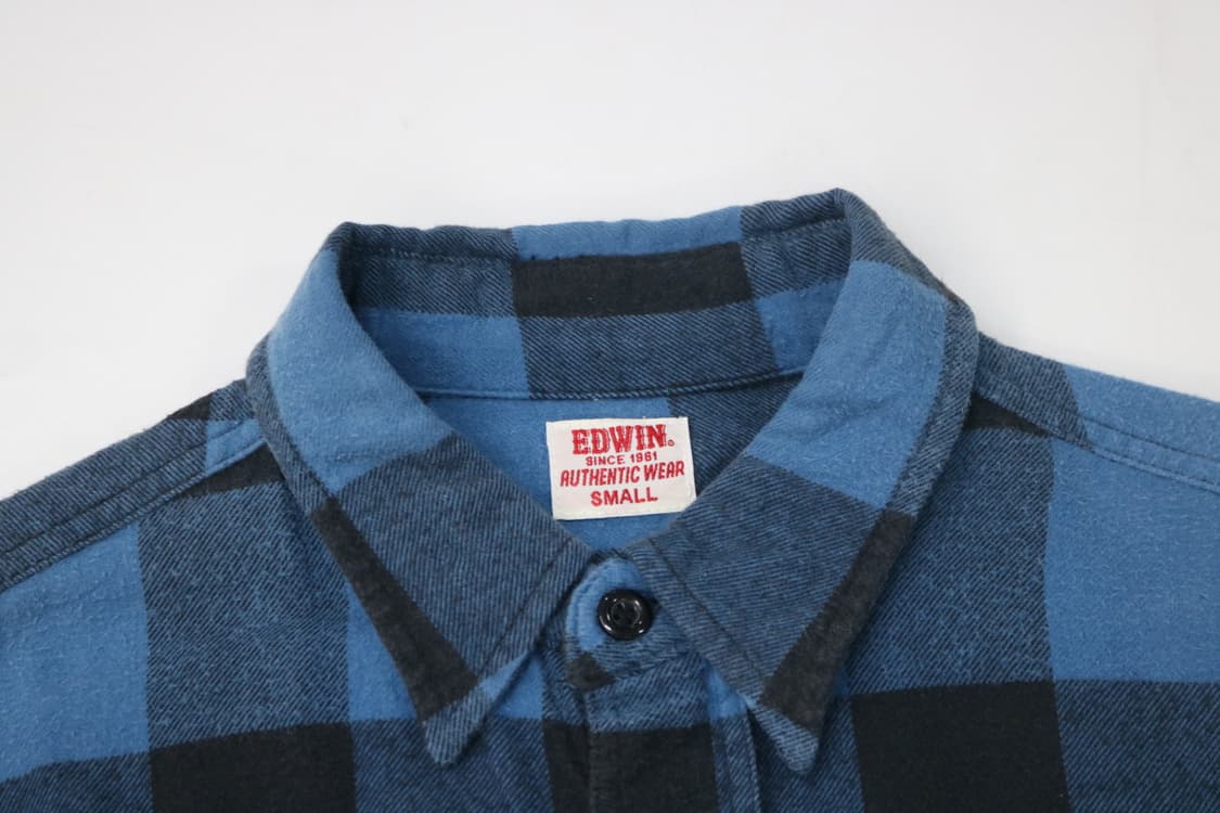 에드윈(EDWIN) x 미키 마우스 빈티지 블루 버팔로 체크 남방 (S) 상품이미지4