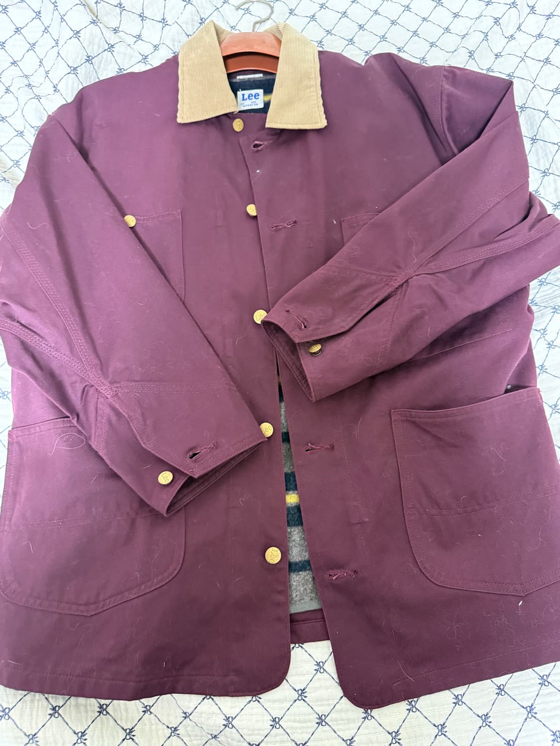 Lee 리 워크 자켓 버건디 코듀로이 카라 팝니다! 상품이미지2
