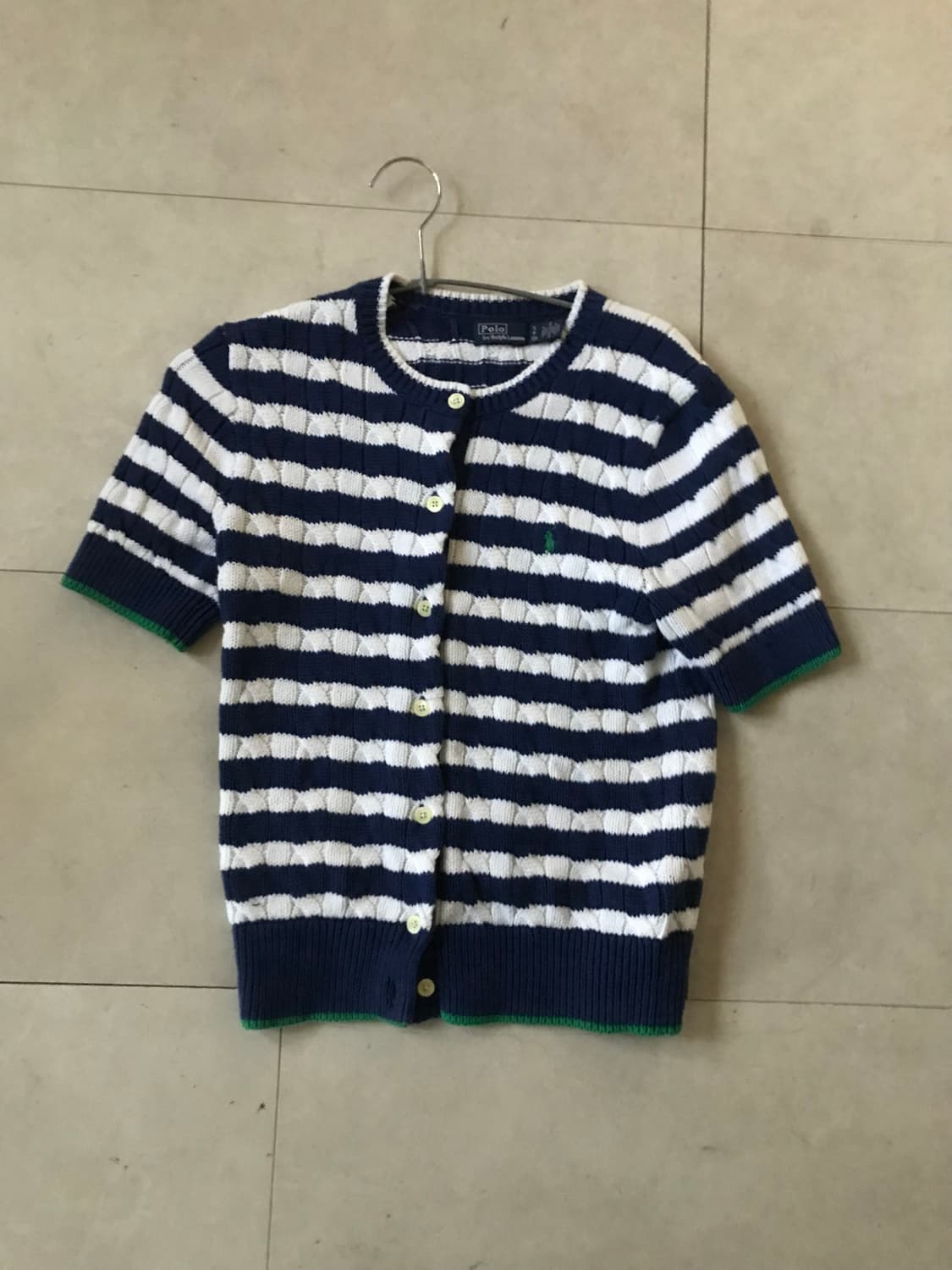 폴로 스트라이프 반팔 케이블 가디건 상품이미지8