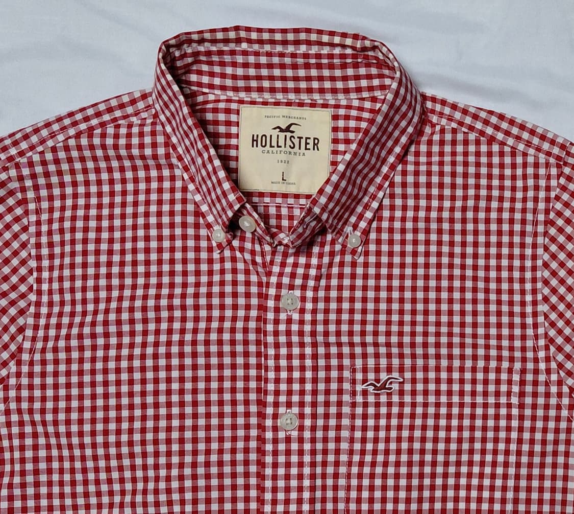 [L] 홀리스터 레드 긴팔 체크 셔츠 (상태 최상) 상품이미지3