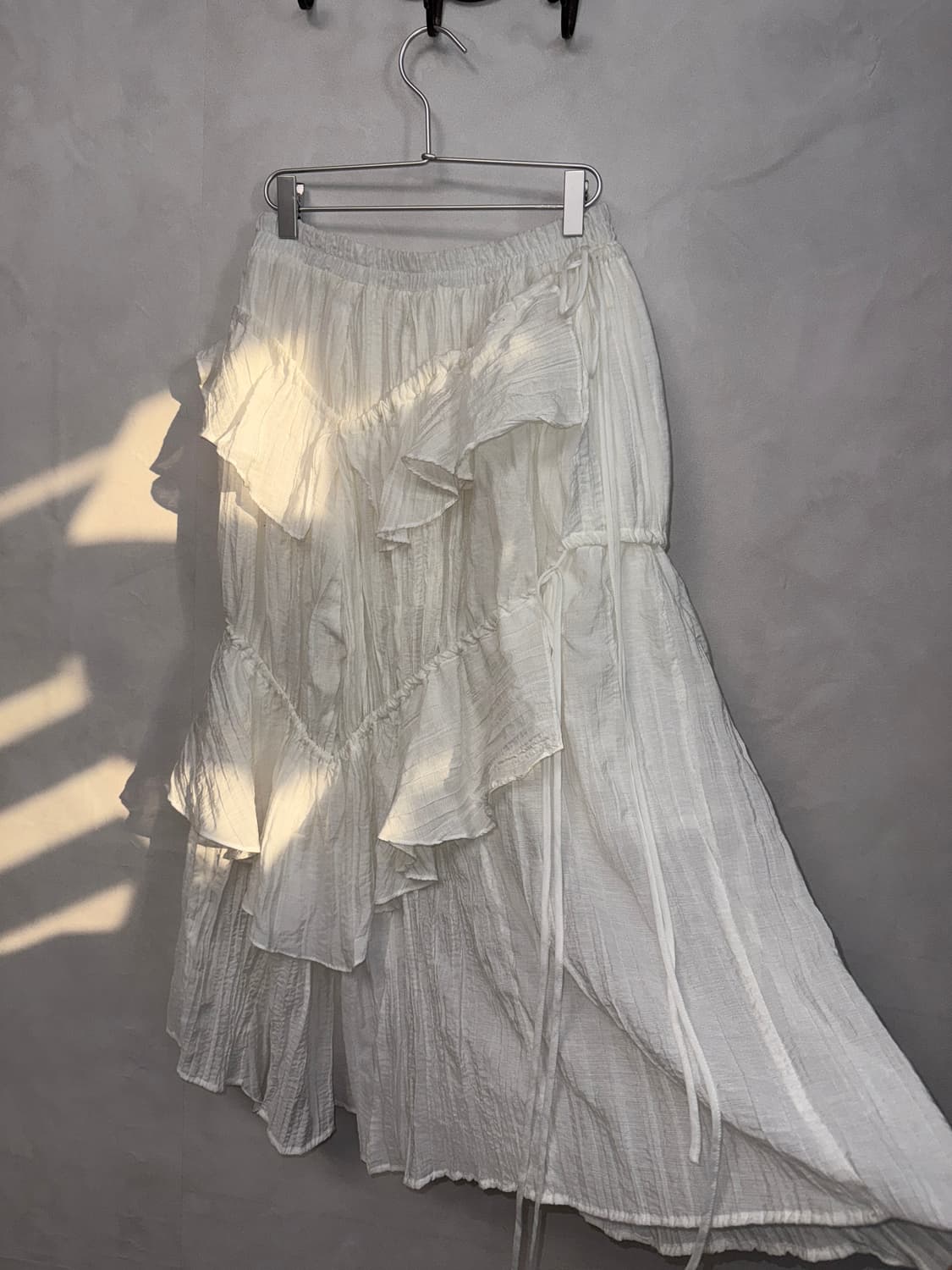 Ivory bohemian ruffle shirring maxi sk 상품이미지2