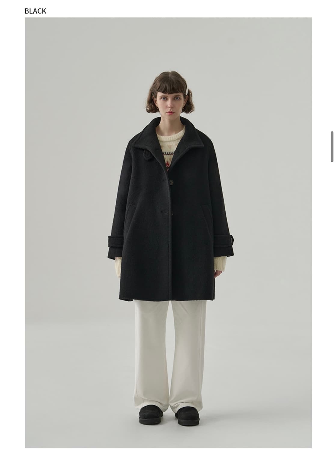 (S) 드로우핏 우먼 래빗 앙고라 울 핸드메이드 플레어 하프 코트 상품이미지2