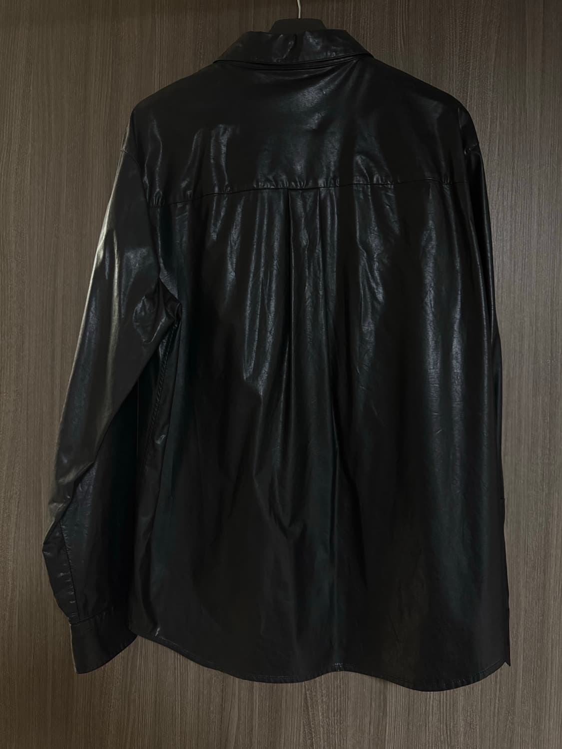 타임옴므 레더 셔츠 가죽 셔츠 블랙 110(XL) 상품이미지2