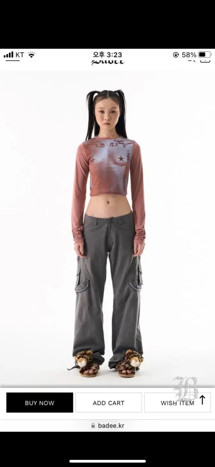 배디 BADEE 셔링 탑 HALFTONE MESH SHIRRING TOP 상품이미지3