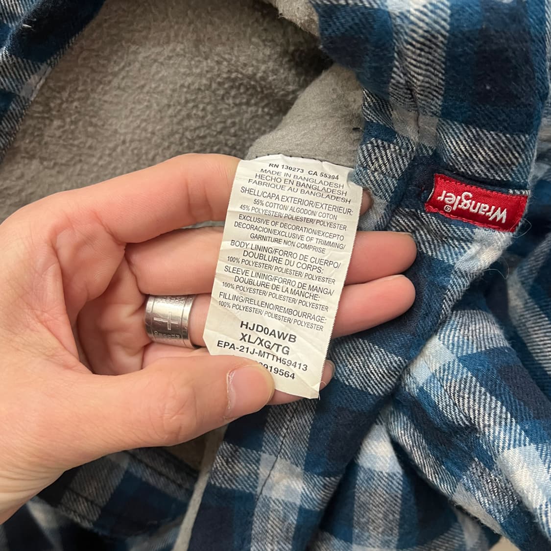 랭글러 블루 체크 웨스턴 플리스 셔츠 자켓 XL 상품이미지4